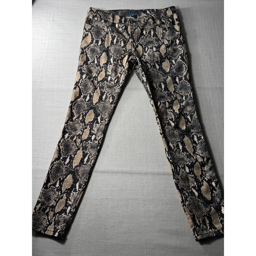 Tripp NYC Women's Snake Print Skinny Jeans Beige Black Junior 11 Daang Goodman